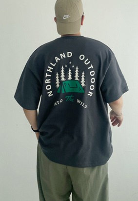 와일드 캠핑 프린팅 티셔츠